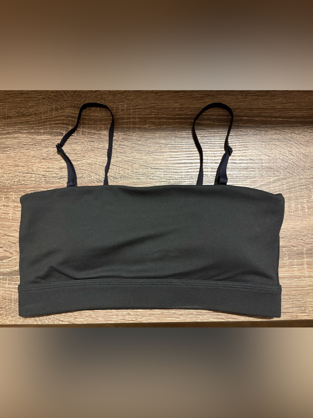 Bubbles and Barbells Black Stretch Bandeau Bra Top with Adjustable Straps